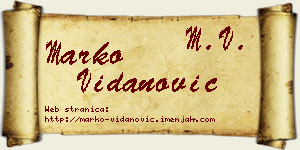 Marko Vidanović vizit kartica